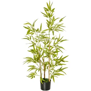 HOMCOM Plante Artificielle de Bambou Haute 120cm avec Pot pour Intérie... pas cher