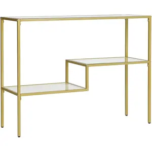 HOMCOM Console d'Entrée à 3 Étagères en Acier et Verre Trempé, 100x32x... pas cher