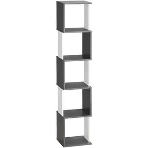HOMCOM Bibliothèque Moderne Gain de Place à 5 Étagères en Bois, 33x28x...