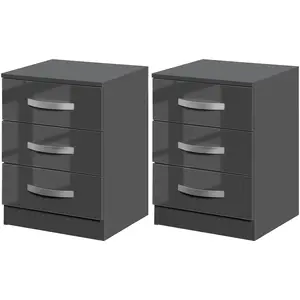 HOMCOM Ensemble de 2 Tables de Chevet Modernes avec 3 Tiroirs pour Cha... pas cher