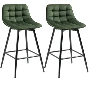 HOMCOM Lot de 2 Tabourets de Bar avec Dossier et Repose-Pieds Style No... pas cher