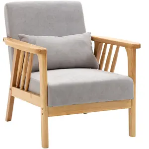 HOMCOM Fauteuil Moderne avec Revêtement Velours et Structure en Bois, ... pas cher