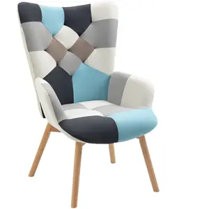 HOMCOM Fauteuil de Chambre en Velours Matelassé et Pieds en Bois, 66x7... pas cher
