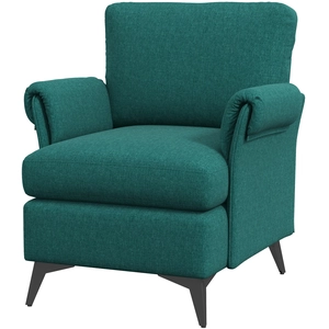 HOMCOM Fauteuil de Salon en Tissu Effet Lin Respirant avec Accoudoirs ... pas cher