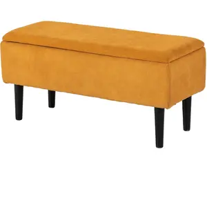 HOMCOM Banc Coffre en Polyester et Bois pour Chambre à Coucher et Entr... pas cher