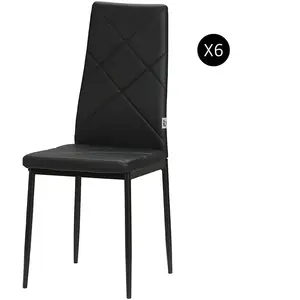 HOMCOM Set de 6 Chaises de Salle à Manger Modernes avec Dossier Haut e... pas cher