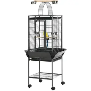PawHut Cage pour Petits Oiseaux avec 2 Perchoirs et Échelle en Arc, en... pas cher