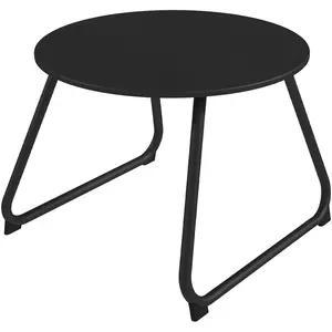 Outsunny Table Basse d'Extérieur Ø48x37 cm en Métal Noir avec Pieds Réglables pas cher