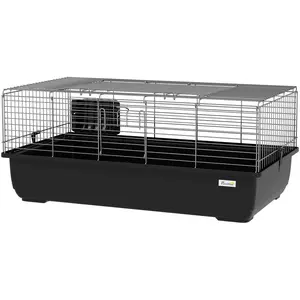 PawHut Cage pour Lapins à 2 Portes avec Plateau Amovible, en Métal et ... pas cher