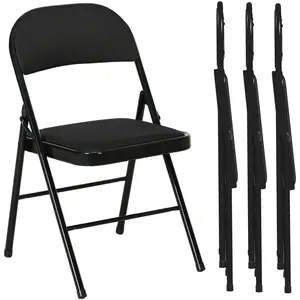 HOMCOM Set de 4 Chaises Pliantes avec Assise Rembourrée en polyester e... pas cher