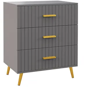 HOMCOM Commode 3 Tiroirs Moderne en Bois et Aluminium, 60x40x71.5 cm, ... pas cher