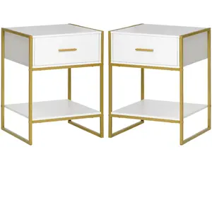 HOMCOM Ensemble de 2 Tables de Chevet Modernes avec Tiroir et Étagère ... pas cher