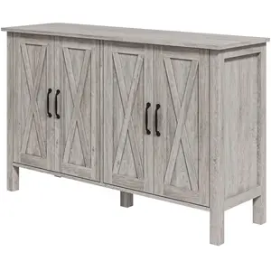 HOMCOM Buffet Polyvalent style Rustique avec 4 Étagères de Rangement R... pas cher