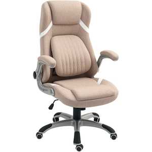 Vinsetto Chaise de Bureau Inclinable avec Hauteur Réglable en Tissu, 68x76x109-117 cm, Marron Clair pas cher