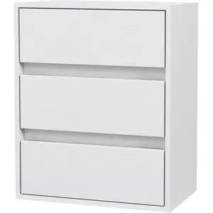 HOMCOM Commode 3 Tiroirs Moderne en Bois Blanc, 40x30x50.5 cm pas cher