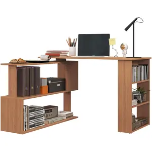 HOMCOM Bureau Informatique PC d'Angle avec Design en L Pivotant à 5 Ét... pas cher