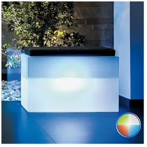 TEKNOPLAST Coffre de rangement Roomy en Résine Rectangulaire 80X35 CM LED Multicolor avec Batterie SolaireVendu parcdiscount