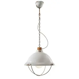 Ferroluce Suspension en céramique blanche shabby chic Luca