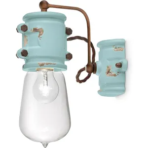 Comparateur de prix : Ferroluce Retrò Applique Urban E27, 77 W, bleu brillant, 30 x 12 x 22 cm