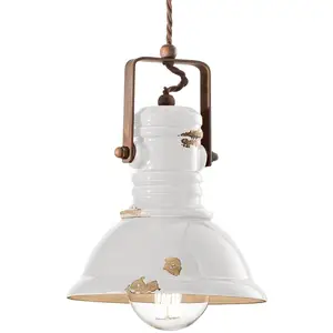 Ferroluce Suspension C1691 en design industriel blanc pas cher