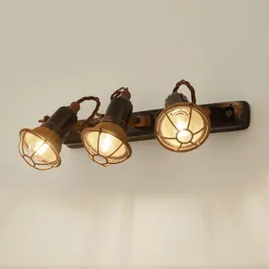Ferroluce Applique C1677/1 avec corbeille, 3 lampes, noire