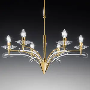 Metallux Lustre ICARO à 6 lampes,av. verre cristal, doré