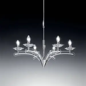 Metallux Lustre ICARO à 6 lampes, av. verre cristal, chromé
