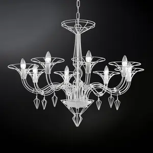 Metallux Lustre Dedalo à 8 lampes blanc