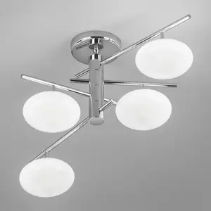 Metallux Plafonnier Dolce 4 lampes, chromé/abat-jour blancsVendu parluminaire