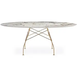 KARTELL table ovale GLOSSY MARBLE 192 x 118 cm (Nature Tundra - Grès f...