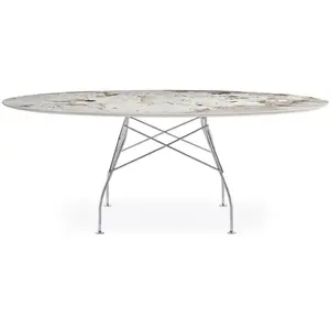 KARTELL table ovale GLOSSY MARBLE 192 x 118 cm (Nature Tundra - Grès f...