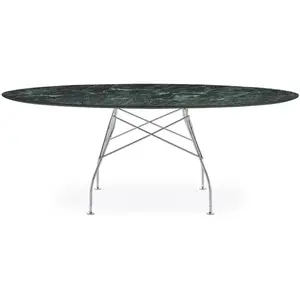 KARTELL table ovale GLOSSY MARBLE 192 x 118 cm (Vert - Grès finition M... pas cher