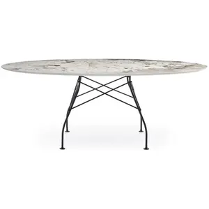 KARTELL table ovale GLOSSY MARBLE 192 x 118 cm (Nature Tundra - Grès f...