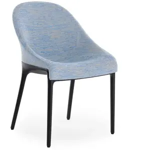 KARTELL chaise ELEGANZA ELA tissu MELANGE (Base noire, tissu bleu - Te... pas cher