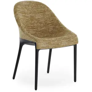 KARTELL chaise ELEGANZA ELA tissu MELANGE (Base noire, tissu moutarde - Technopolymère thermoplastique recyclé et tissu) pas cher
