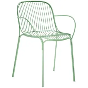 Chaise de jardin avec accoudoir en acier vert 79 cm Hiray - Kartell pas cher