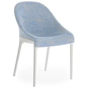 KARTELL chaise ELEGANZA ELA tissu MELANGE (Base blanche, tissu bleu - ...