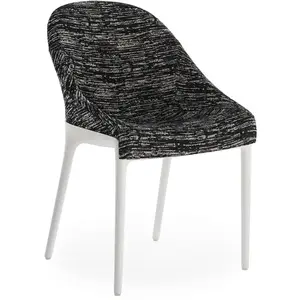 KARTELL chaise ELEGANZA ELA tissu MELANGE (Base blanche, tissu noir - ...