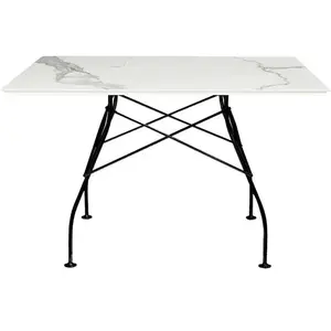 Table Glossy rectangulaire - noir - marbre blanc Kartell pas cher