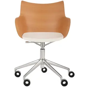 Chaise à roulettes en bois clair Q/Wood - Kartell