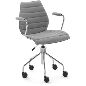 Chaise grise à roulettes avec accoudoirs Maui Soft Noma - Kartell