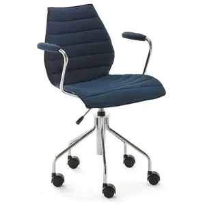 KARTELL chaise à roulettes avec accoudoirs MAUI SOFT NOMA (Bleu - Tiss... pas cher