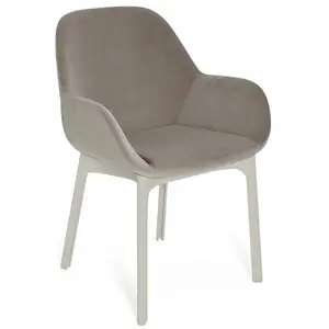 KARTELL fauteuil CLAP AQUACLEAN (Base blanche, siège ecru - Tissu et t...