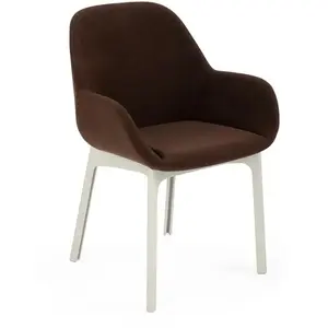KARTELL fauteuil CLAP AQUACLEAN (Base blanche, assise marron - Tissu e...