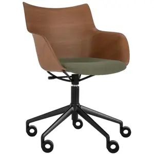 KARTELL chaise avec accoudoirs à roulettes Q/WOOD tissu Aquaclean (Fon...