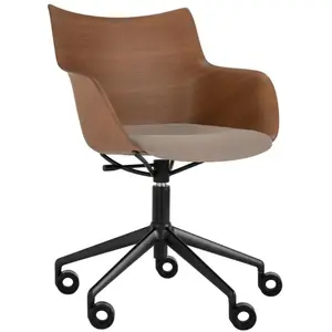 KARTELL chaise avec accoudoirs à roulettes Q/WOOD tissu Aquaclean (Fon...