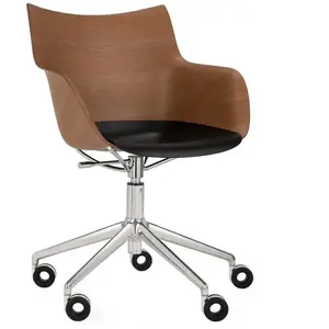 Kartell Chaise Avec Accoudoirs À Roulettes Q/Wood (Foncé, Siège Noir E... pas cher