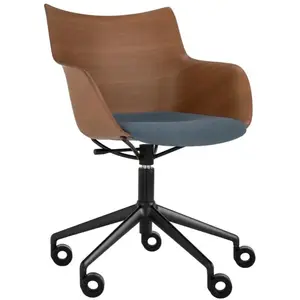 KARTELL chaise avec accoudoirs à roulettes Q/WOOD tissu Aquaclean (Fon...