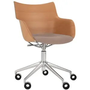 KARTELL chaise avec accoudoirs à roulettes Q/WOOD tissu Aquaclean (Cla...