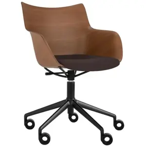 KARTELL chaise avec accoudoirs à roulettes Q/WOOD tissu Aquaclean (Fon...